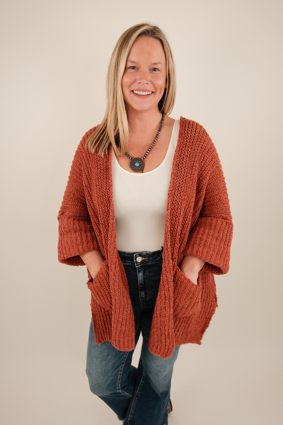 Saddle Rock Knit Cardigan - Rust
