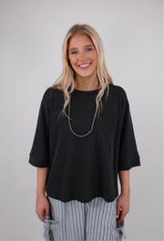 Windy Ridge Ribbed Top - Black