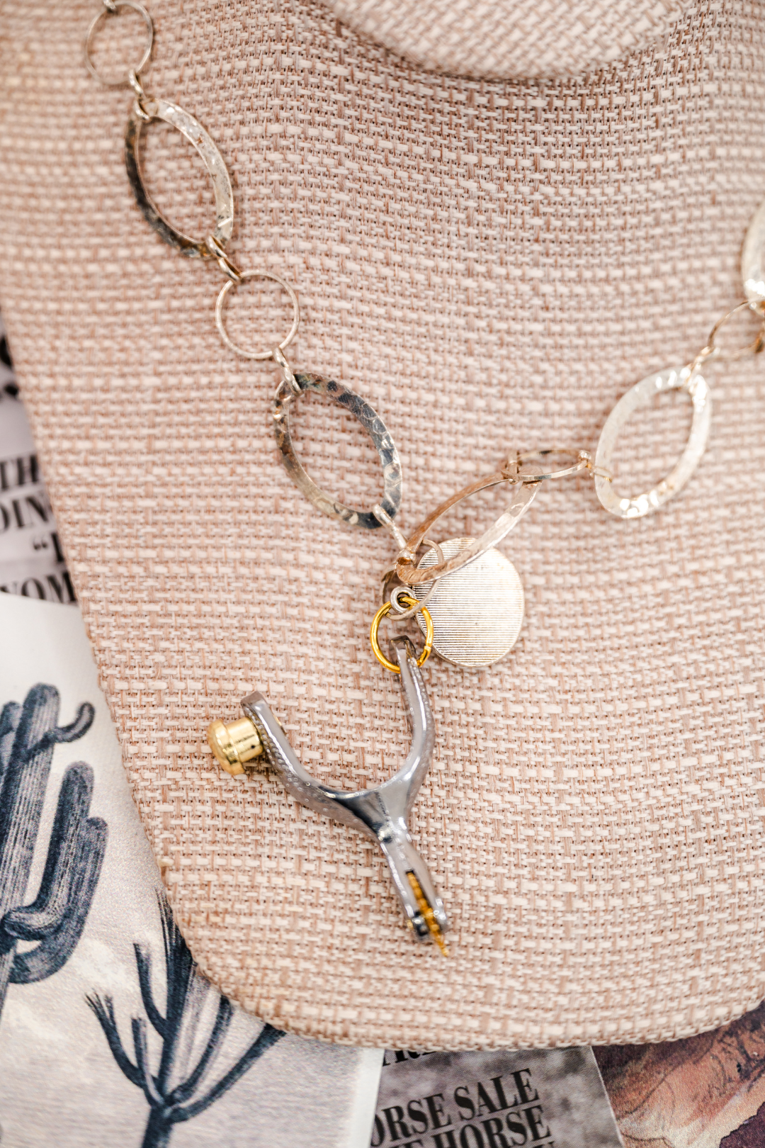 Hammered Spur Mixed Metal Necklace