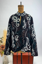 Black Suede Sequined Rodeo Jacket
