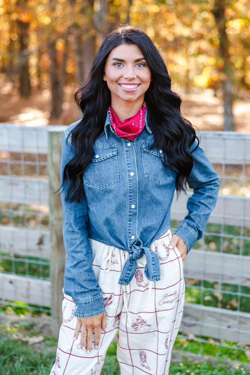Midnight Rodeo Cropped Denim Top