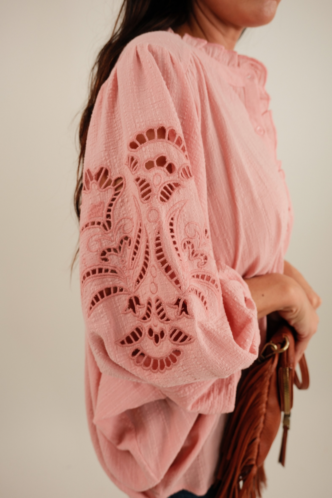 Pink Whisper Button-Up Blouse