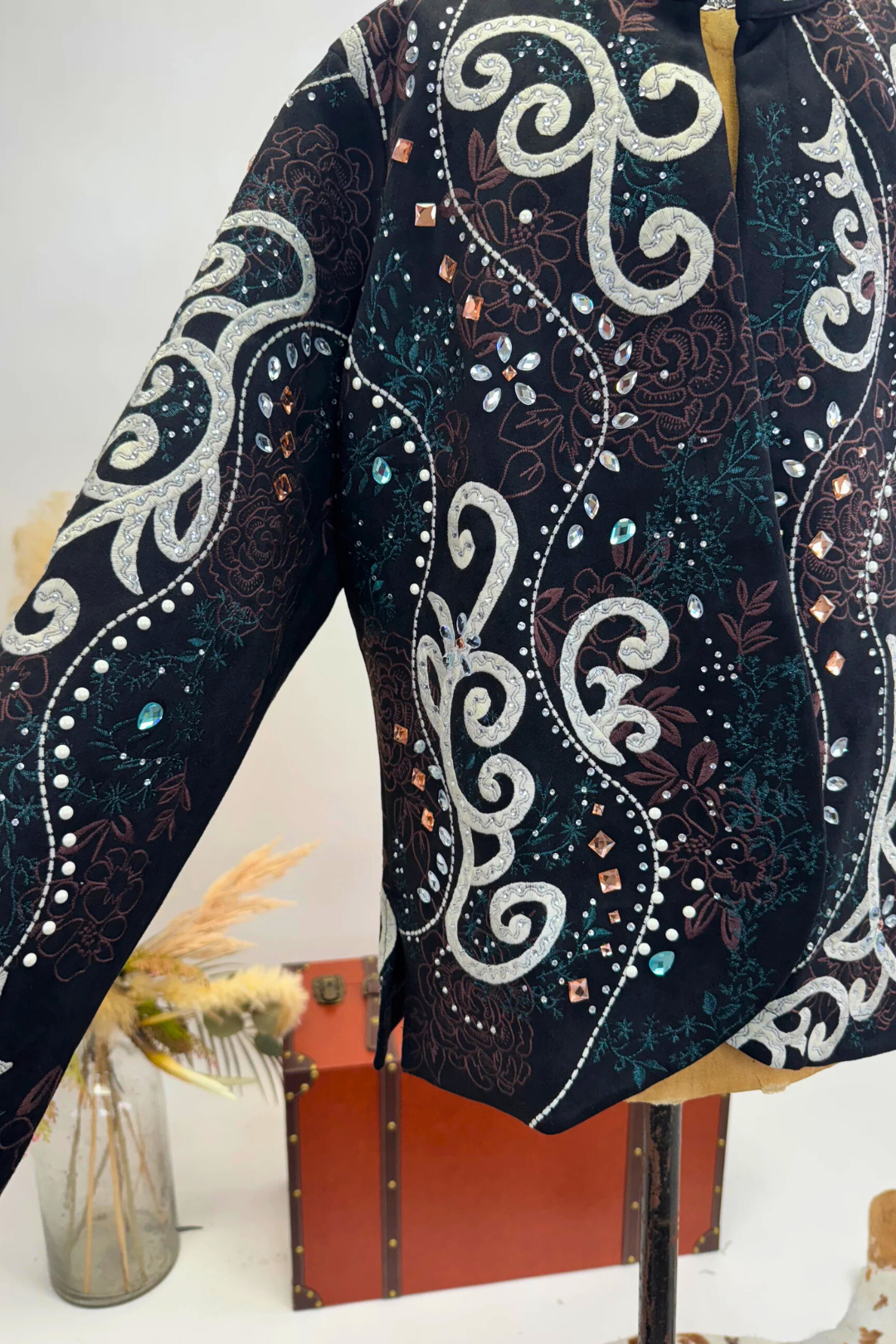Black Suede Sequined Rodeo Jacket