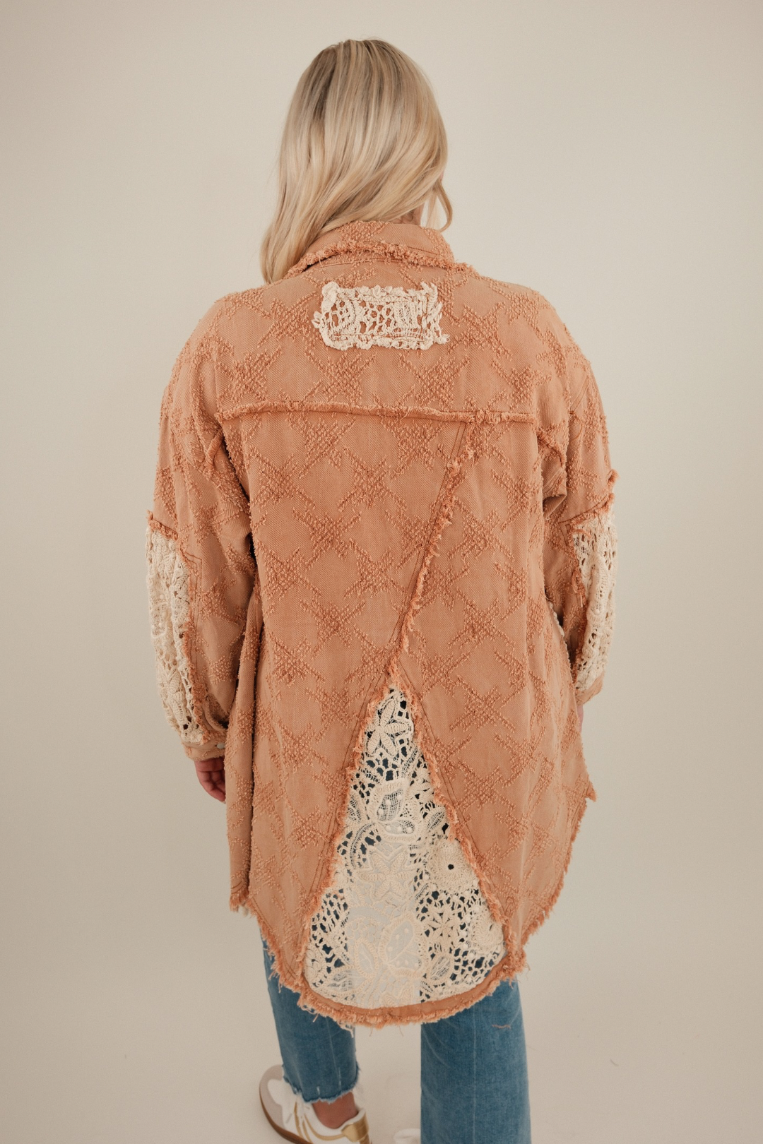 Dusty Rose Lace Overlay Shirt
