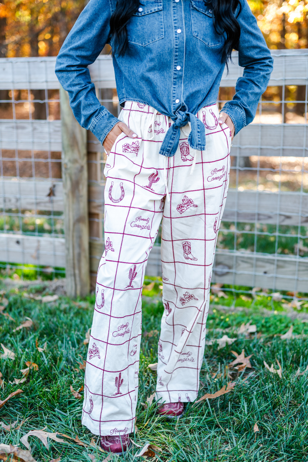 Howdy Cowgirl Embroidered Pants