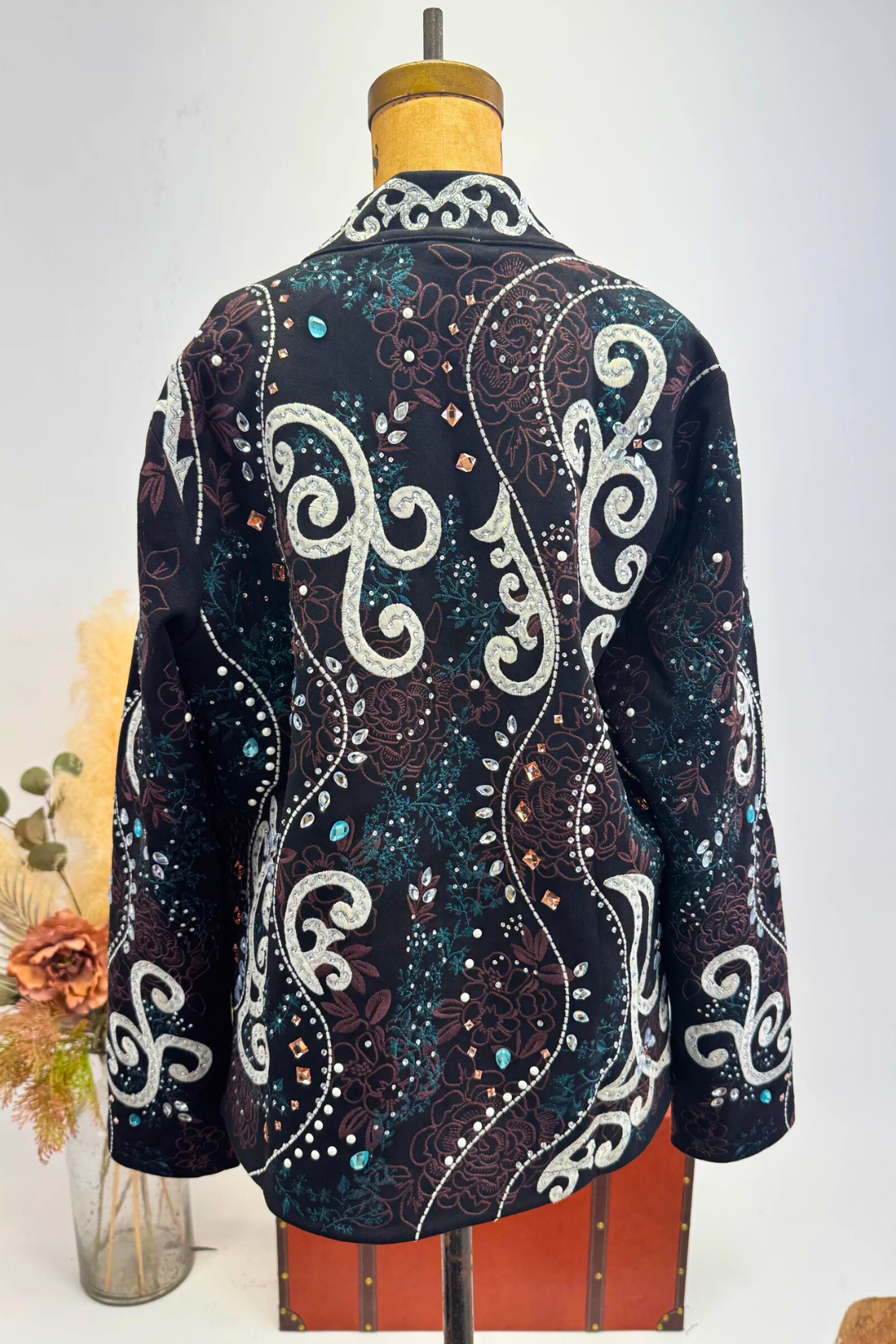 Black Suede Sequined Rodeo Jacket