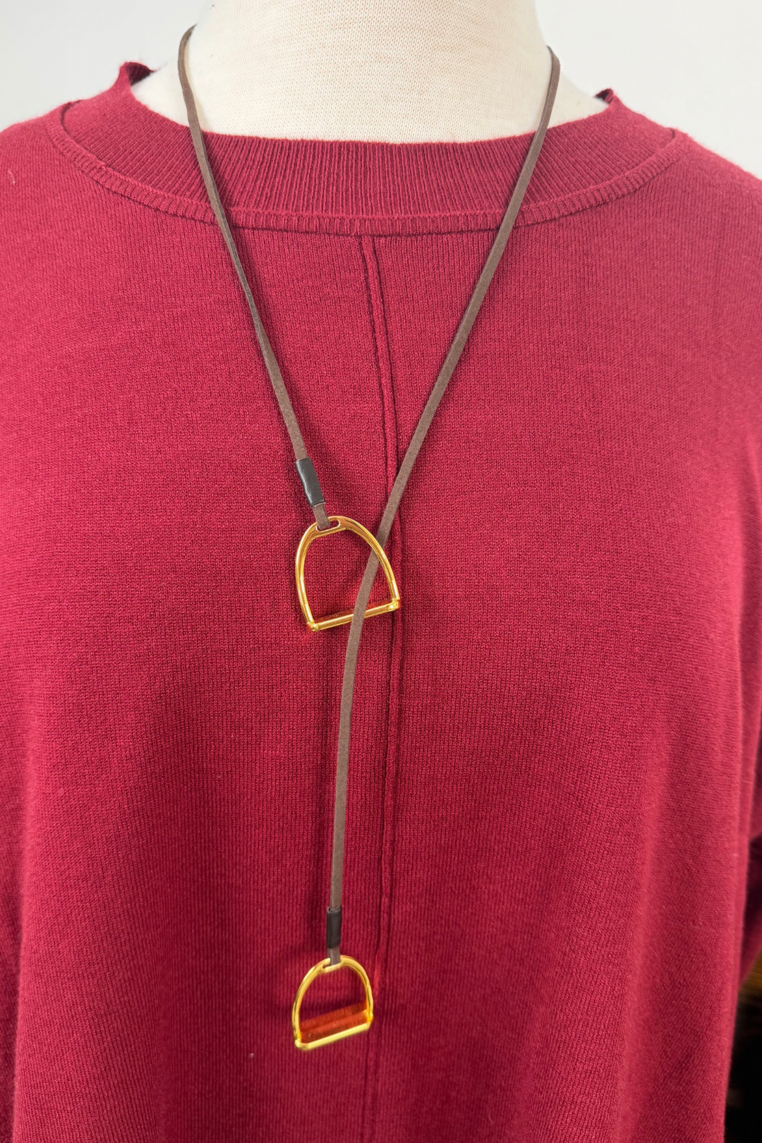 Golden Stirrup Lariat Necklace
