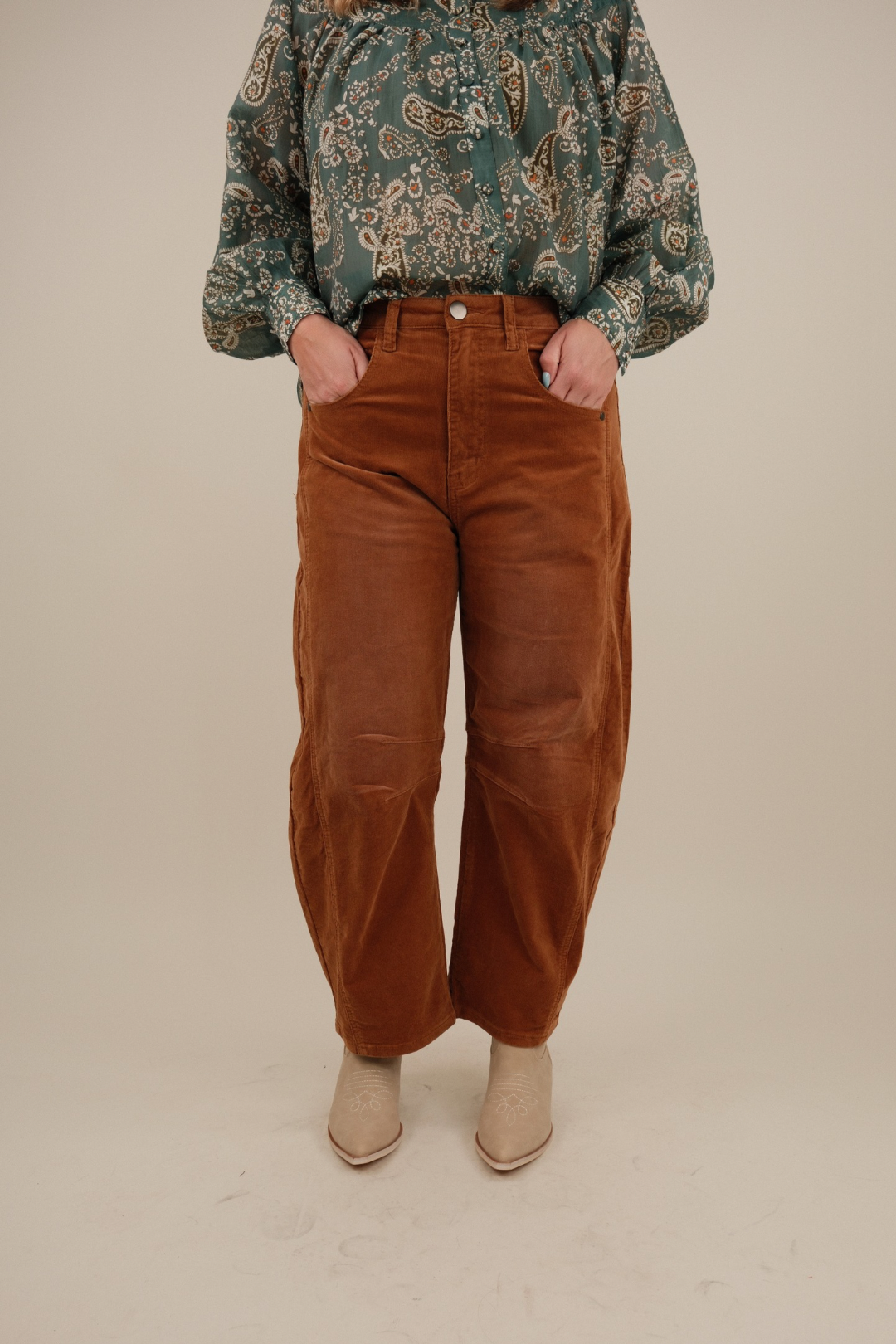 Rust Canyon Corduroy Barrel Pants