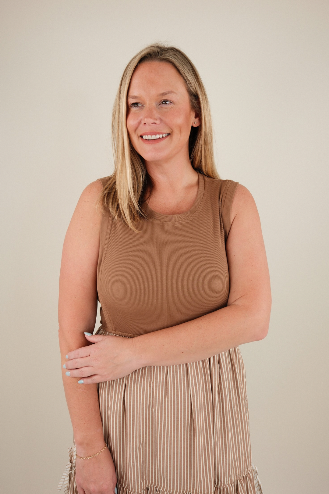 Cocoa Stripe Midi Dress