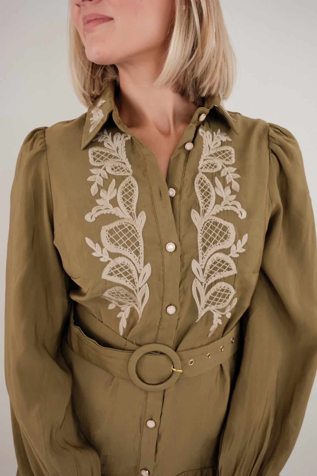 Sagewood Embroidered Mini Dress