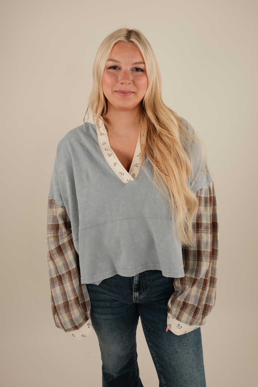 Desert Bloom Patchwork Cropped Top