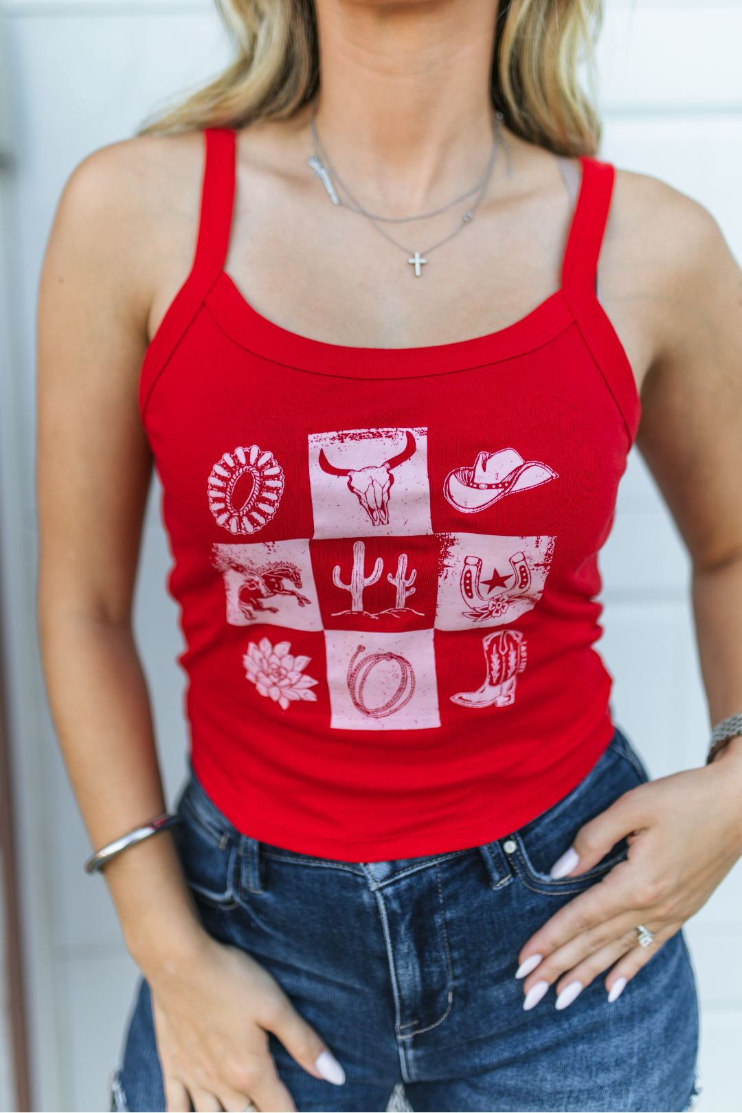 Rodeo Red Checkered Tank