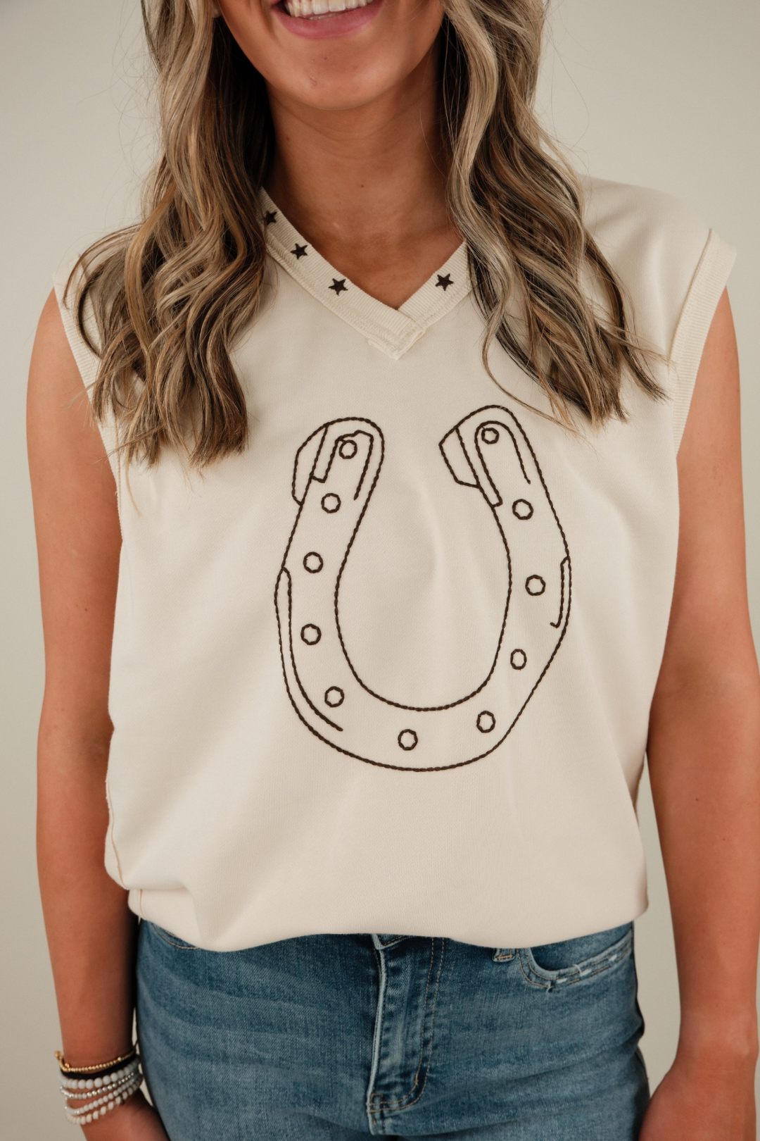 Starluck Sleeveless Pullover Top - Cream