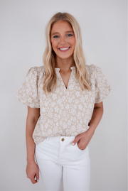 Prairie Bloom Blouse - Beige
