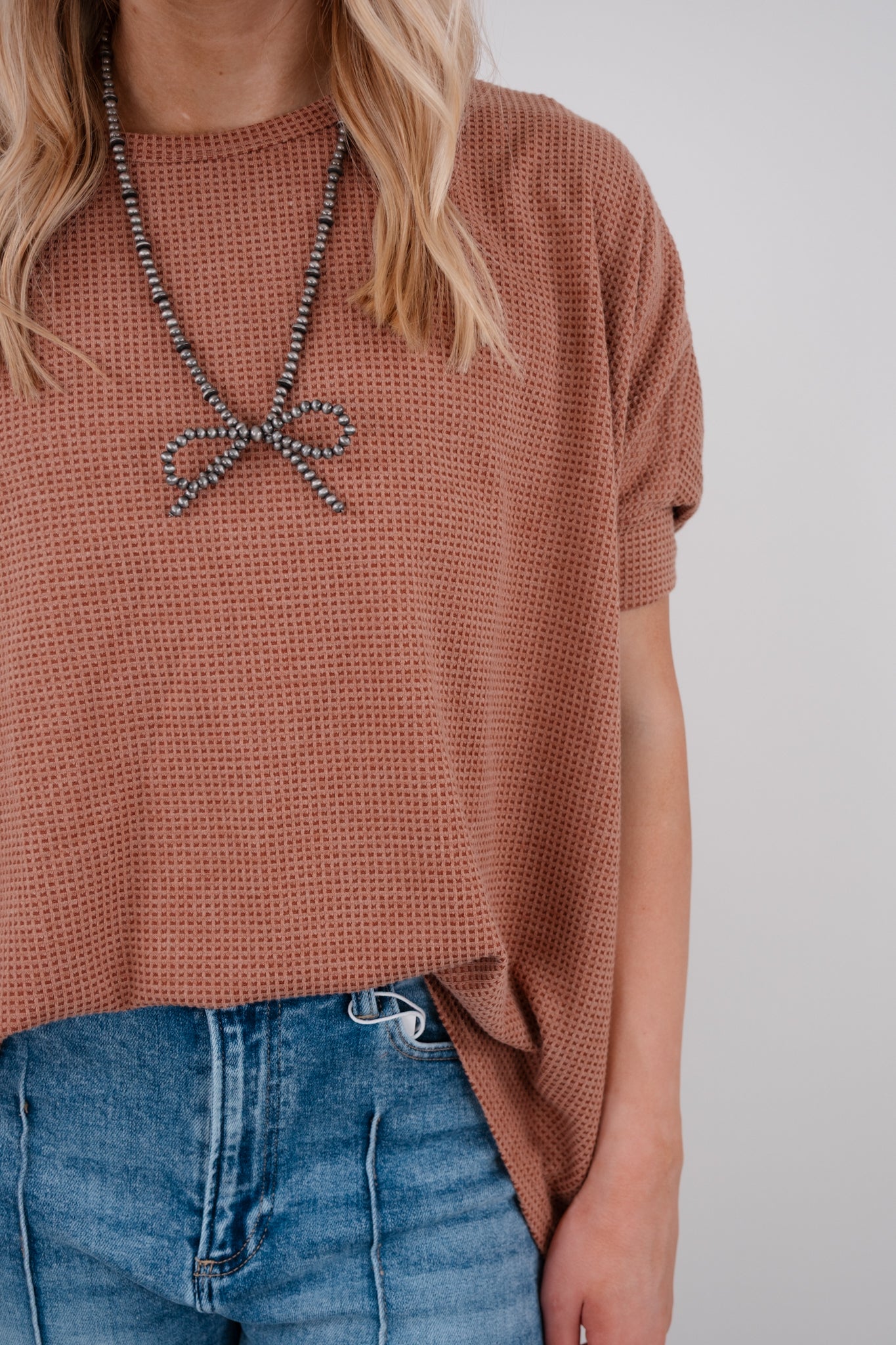 Rust Waffle Knit Tee