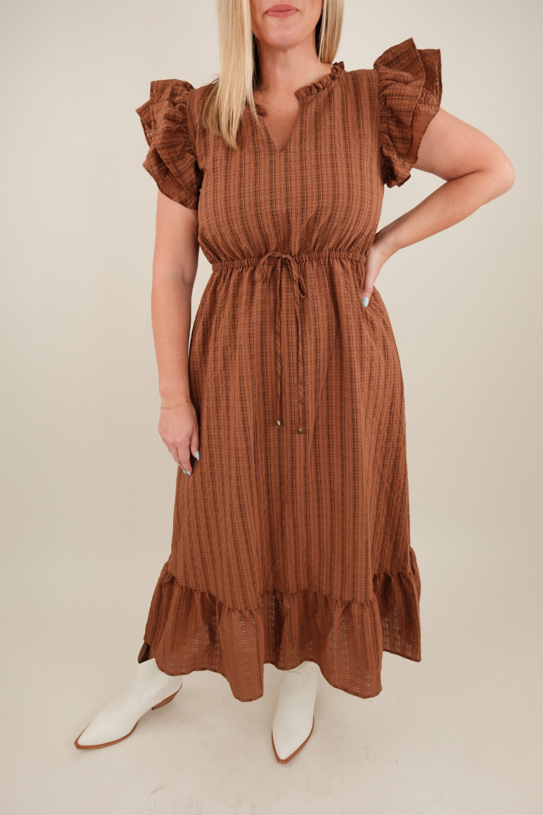 Prairie Belle Plaid Midi Dress Large Prairie Belle Plaid Midi Dress Large