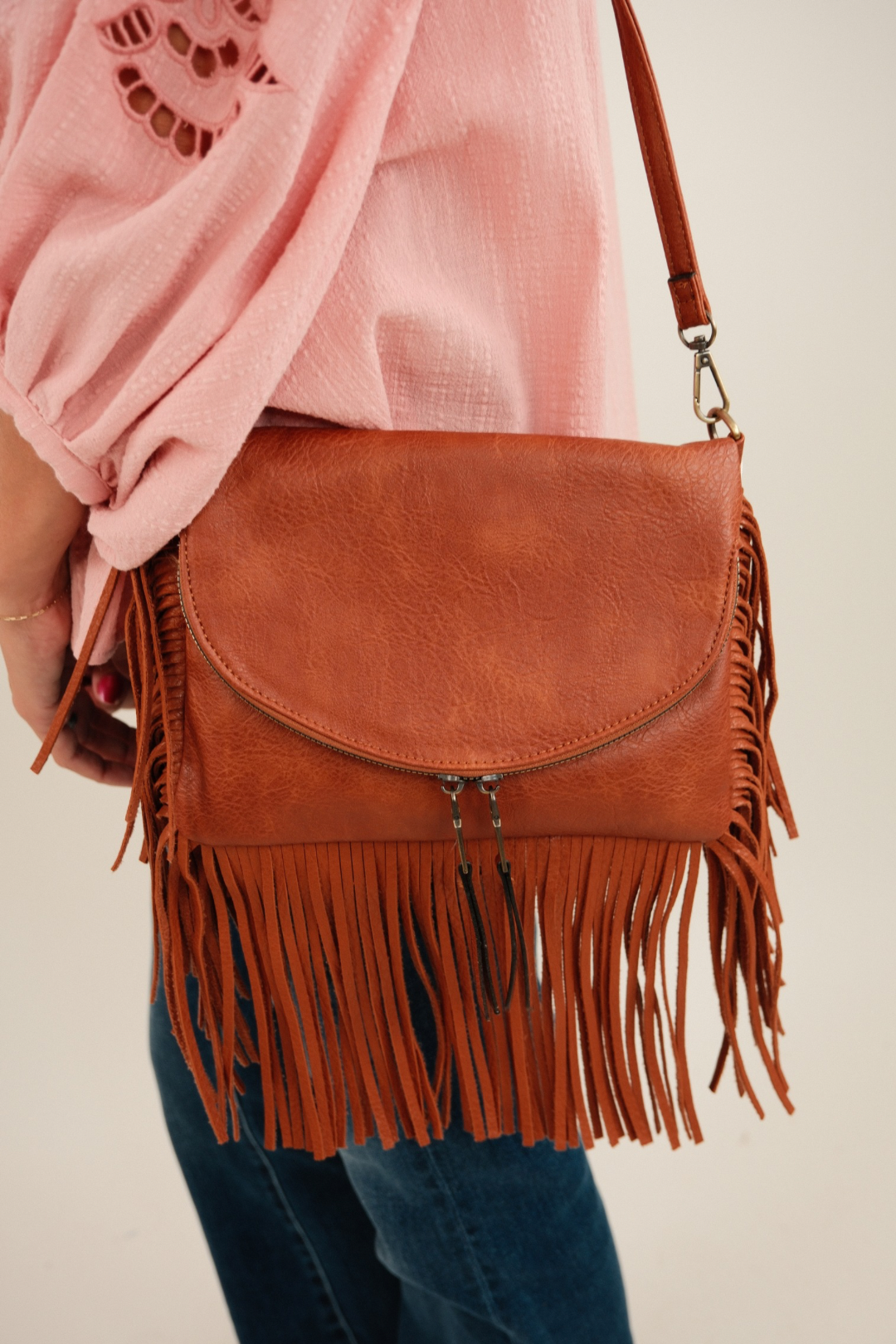 Wild Fringe Crossbody - Cognac