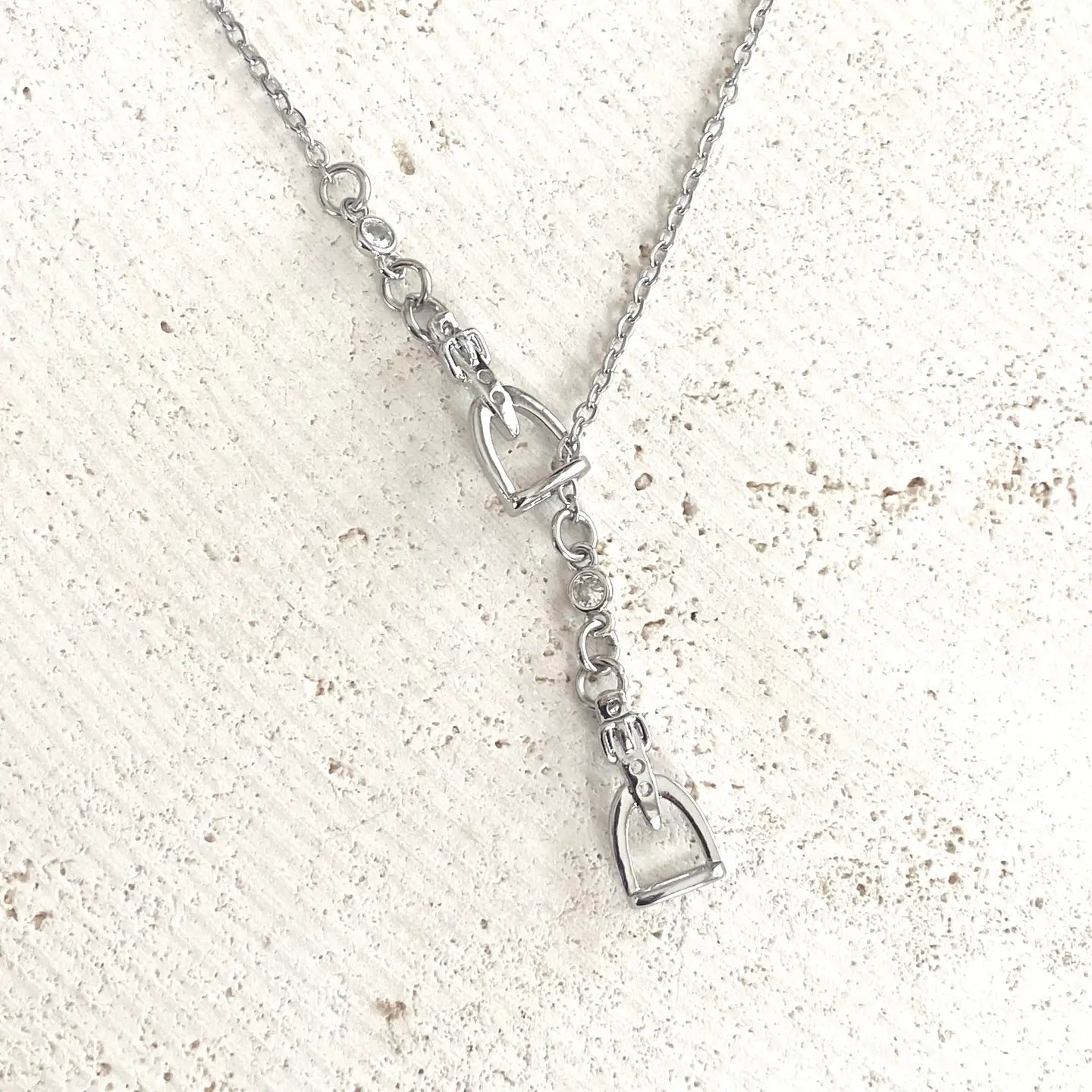 Silver Stirrups Y-Necklace