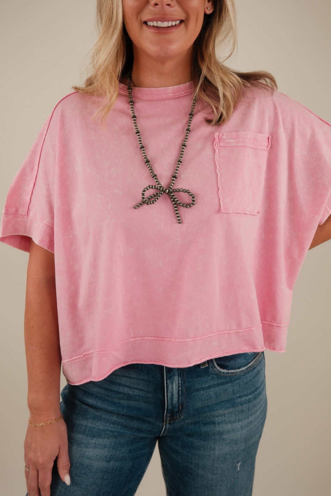 Everyday Edgy Pocket Tee - Candy Pink