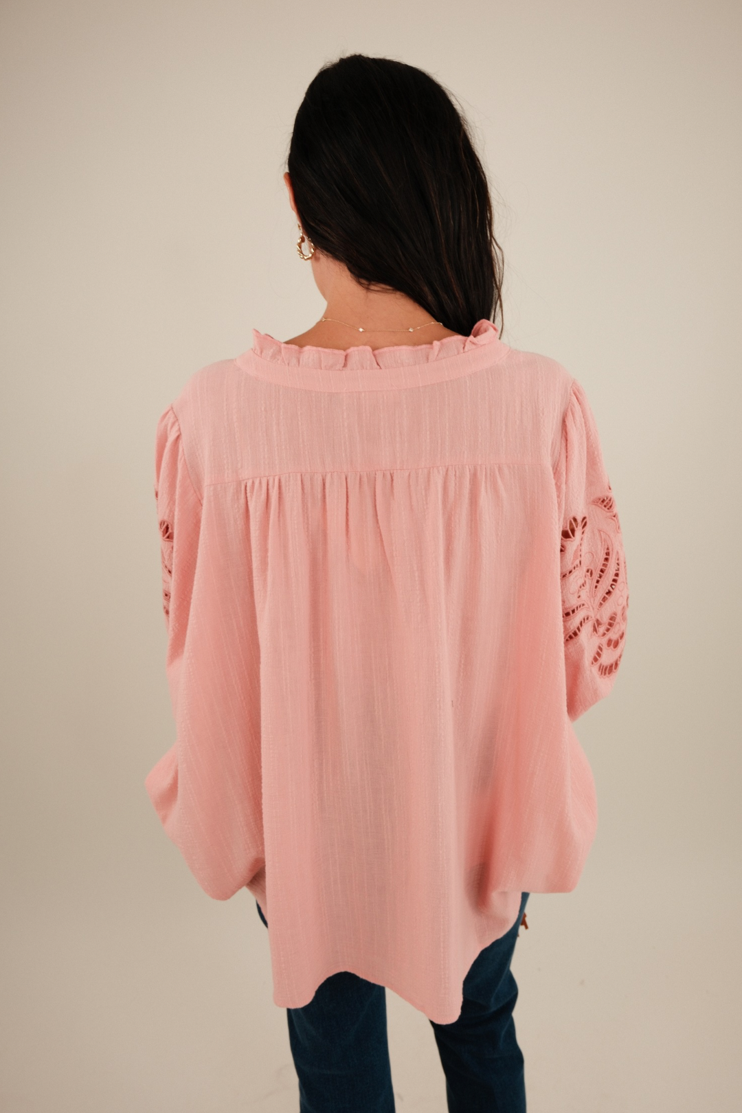 Pink Whisper Button-Up Blouse