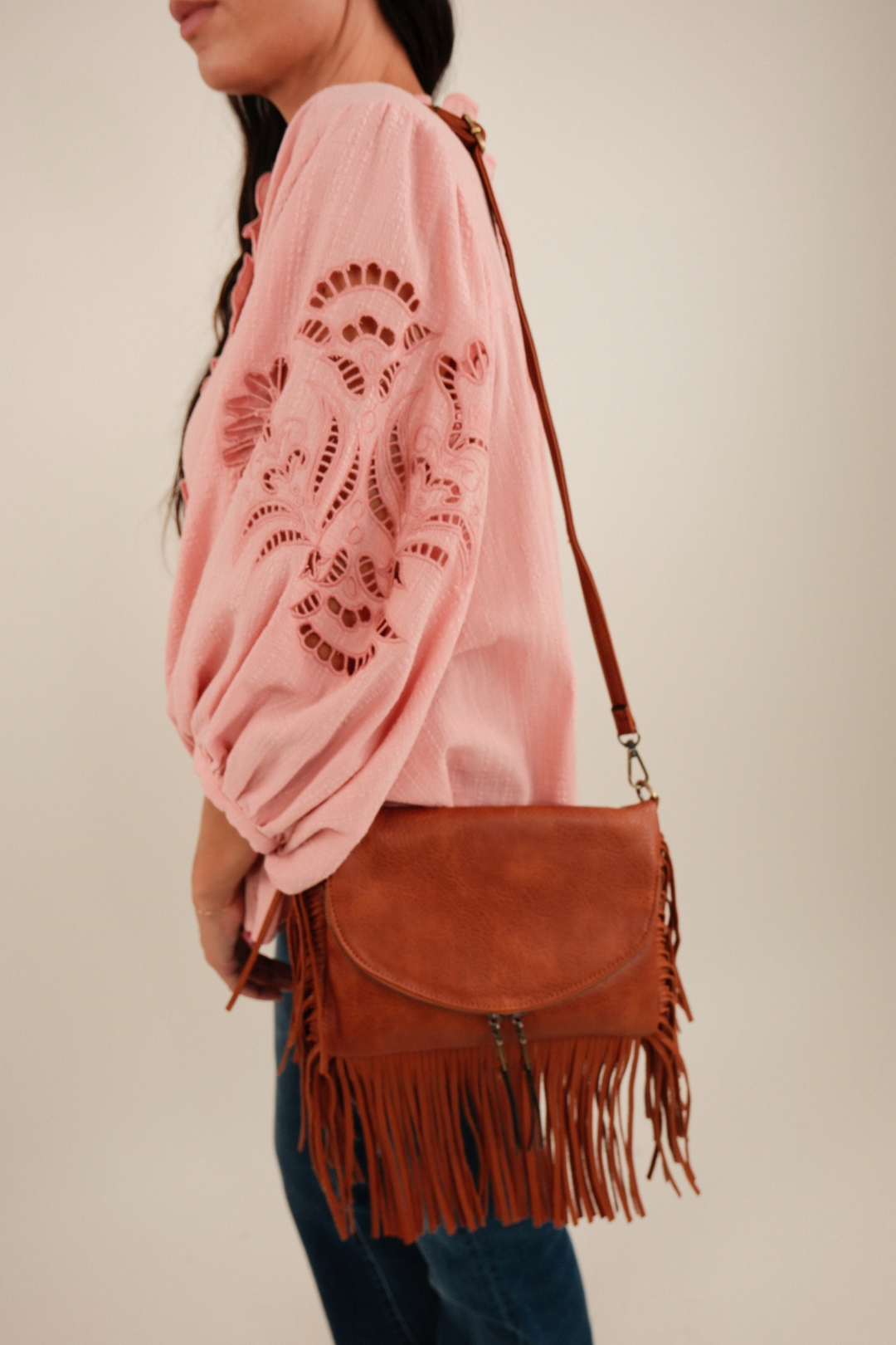 Wild Fringe Crossbody - Cognac