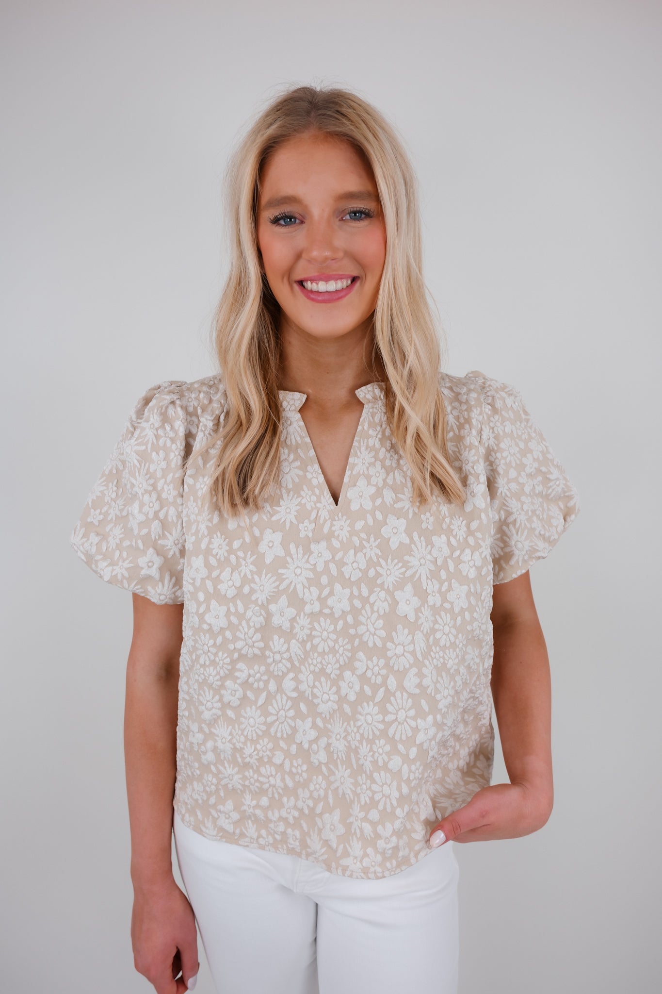 Prairie Bloom Blouse - Beige