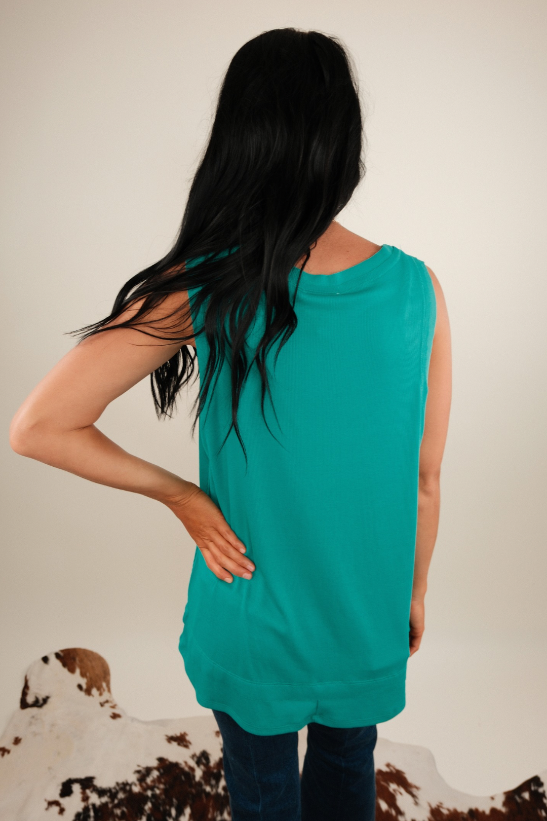 The Western Essentials Ribbed Tank - Teal