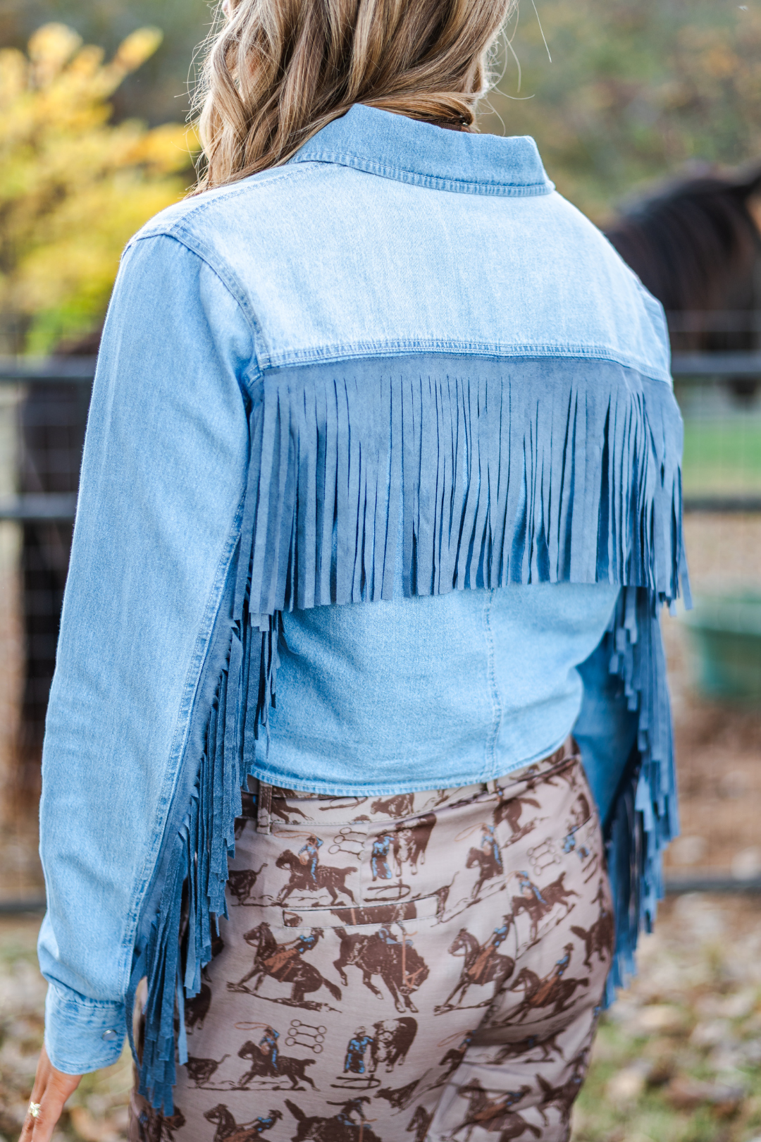 High Noon Fringe Denim Top