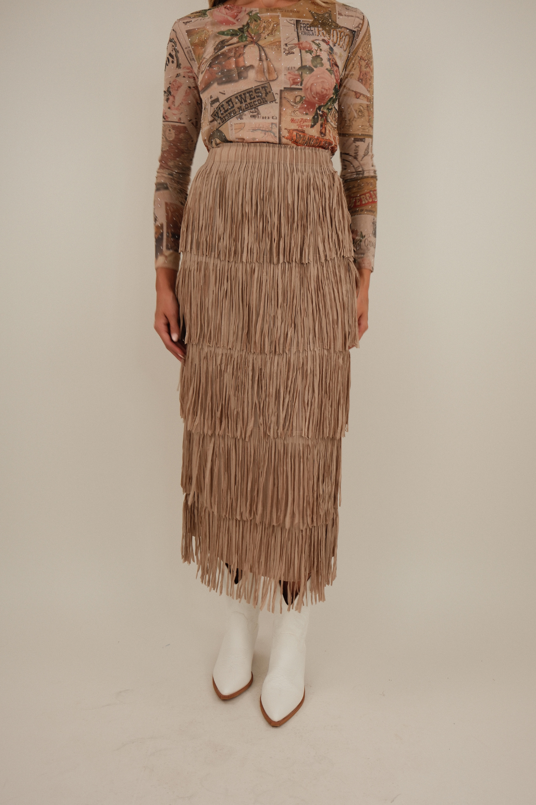 Wild Dunes Fringe Midi Skirt