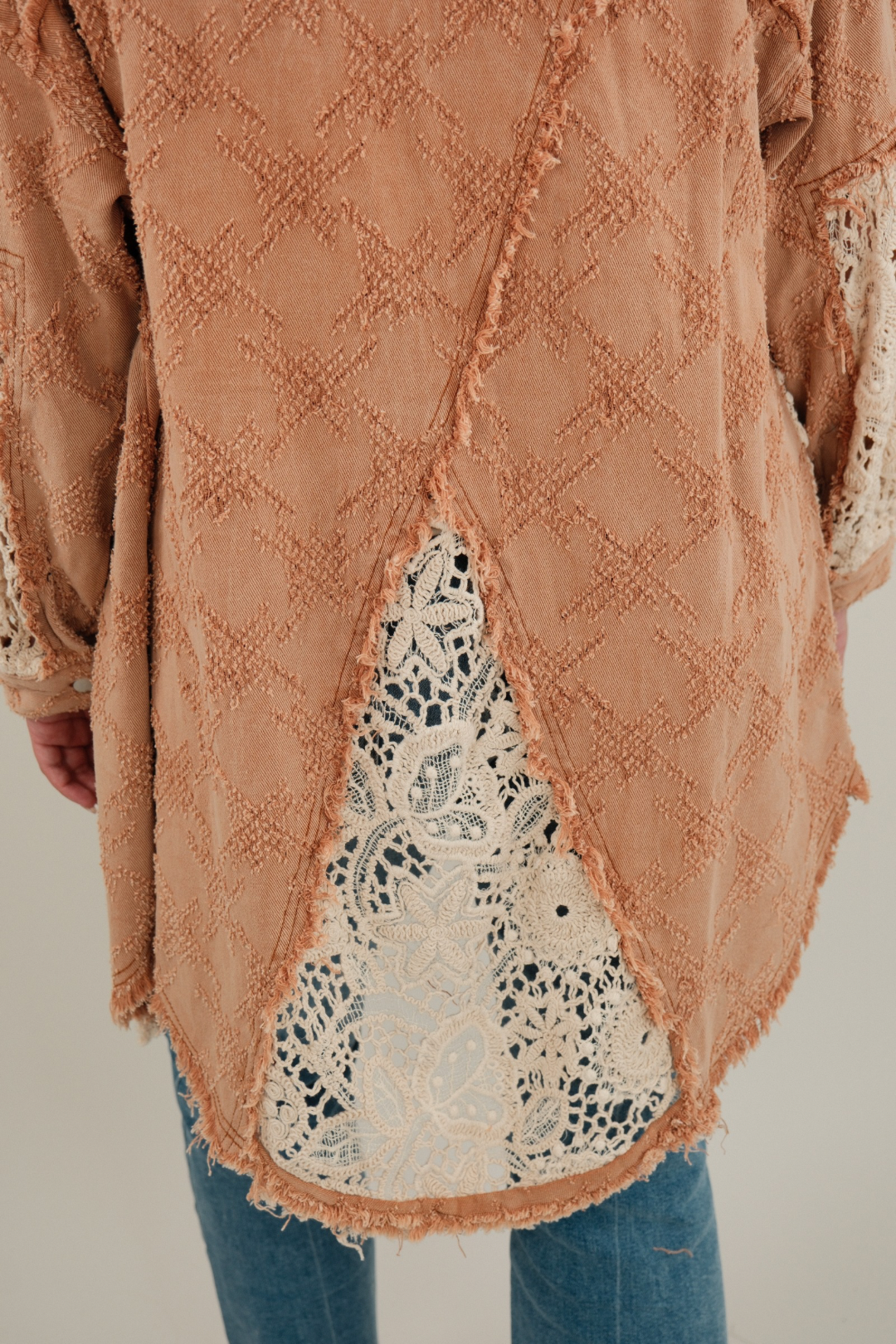 Dusty Rose Lace Overlay Shirt
