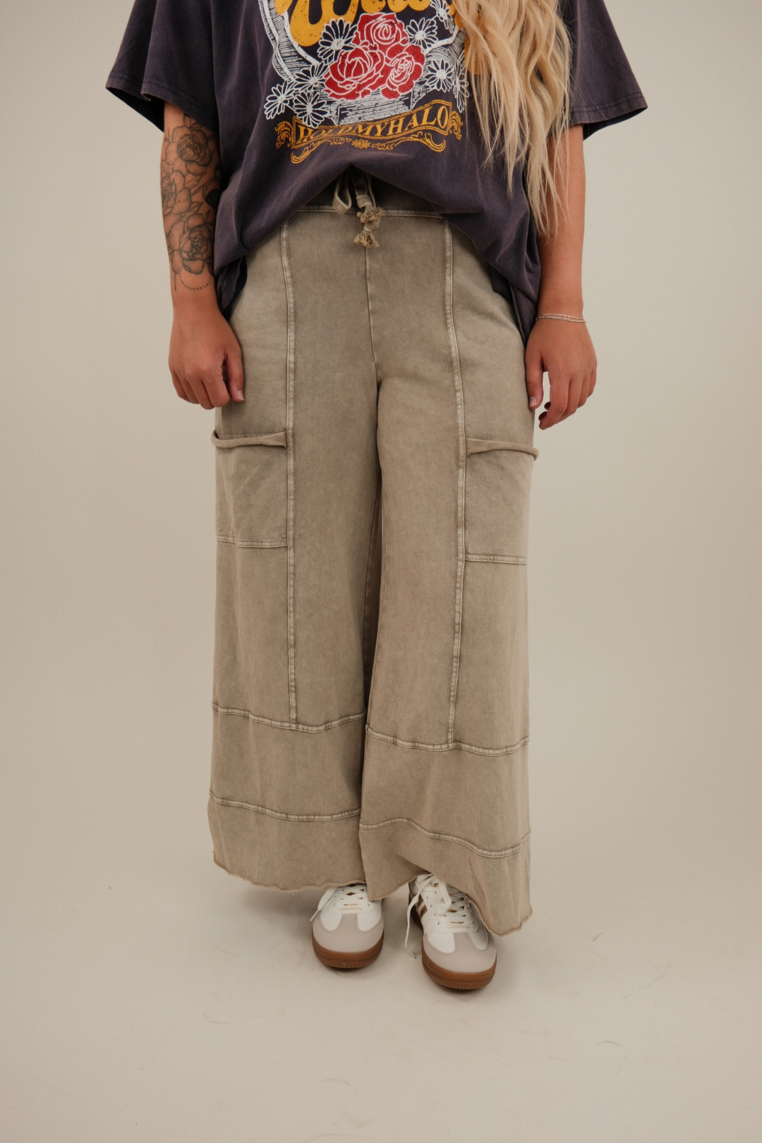 Rolling Stone Wide Leg Terry Pants