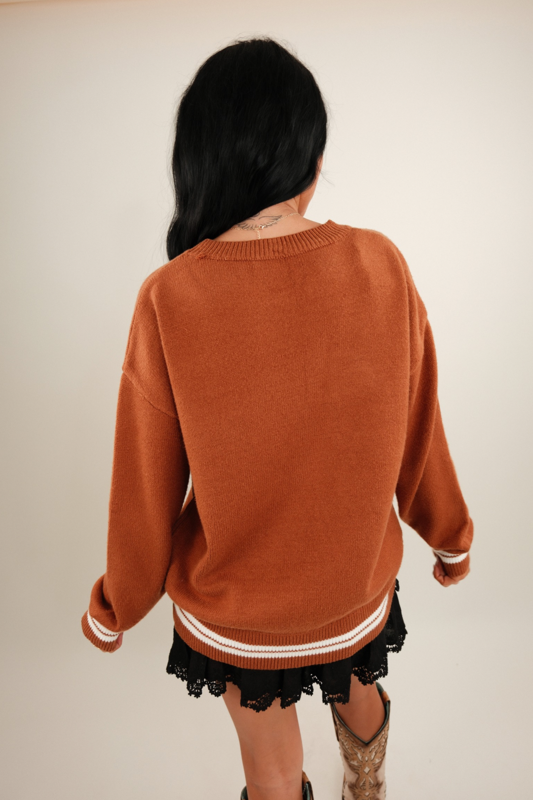 See You Cowboy Embroidered Sweater - Camel