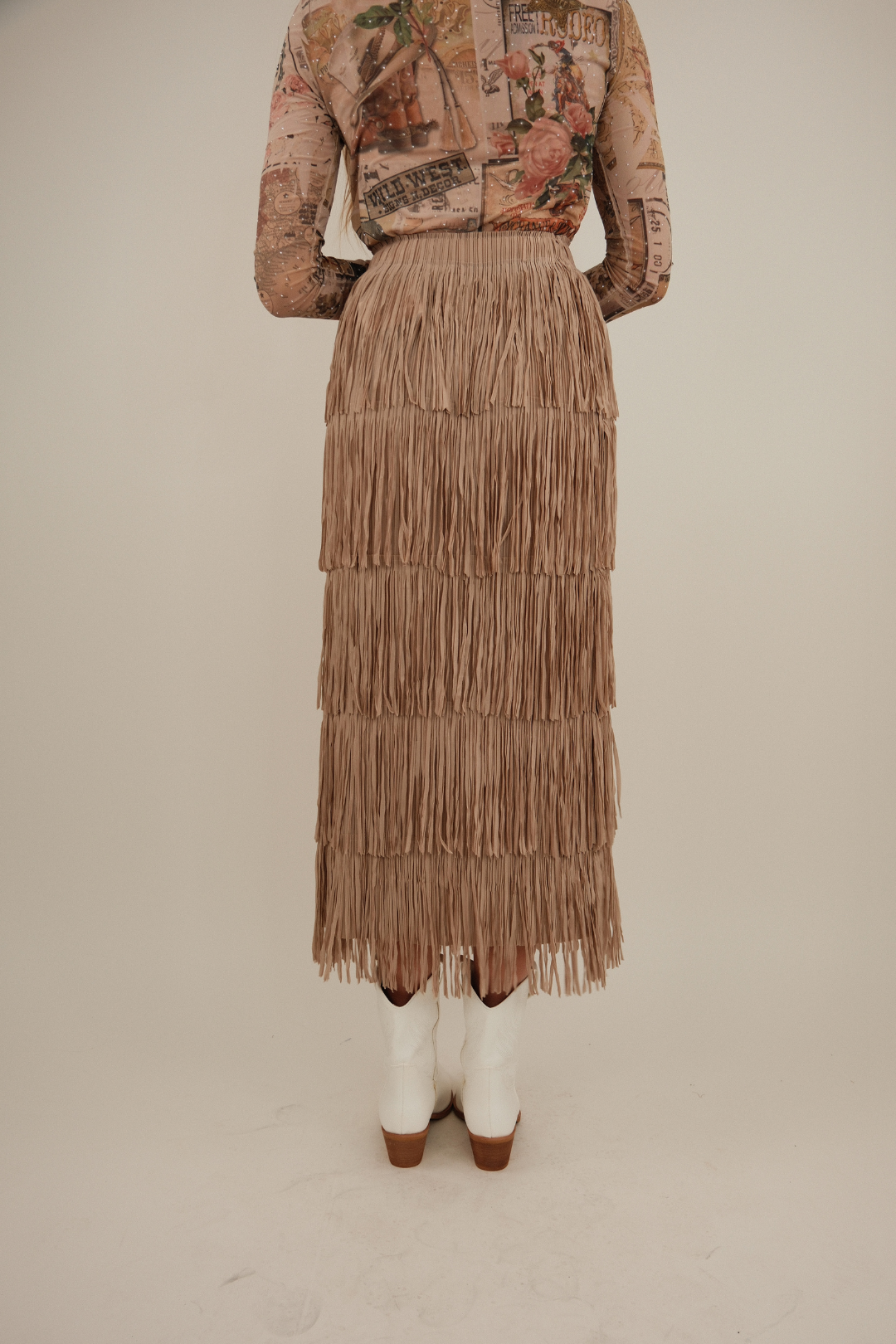 Wild Dunes Fringe Midi Skirt