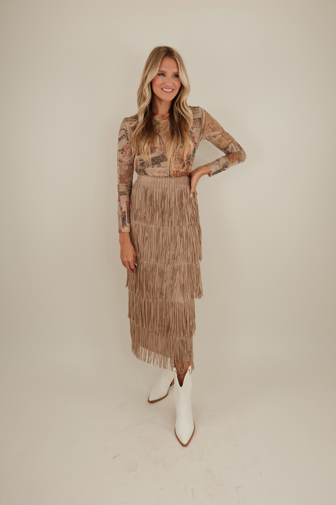 Wild Dunes Fringe Midi Skirt