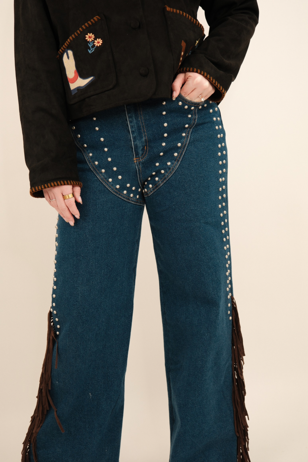 Silver Spur Fringe Denim