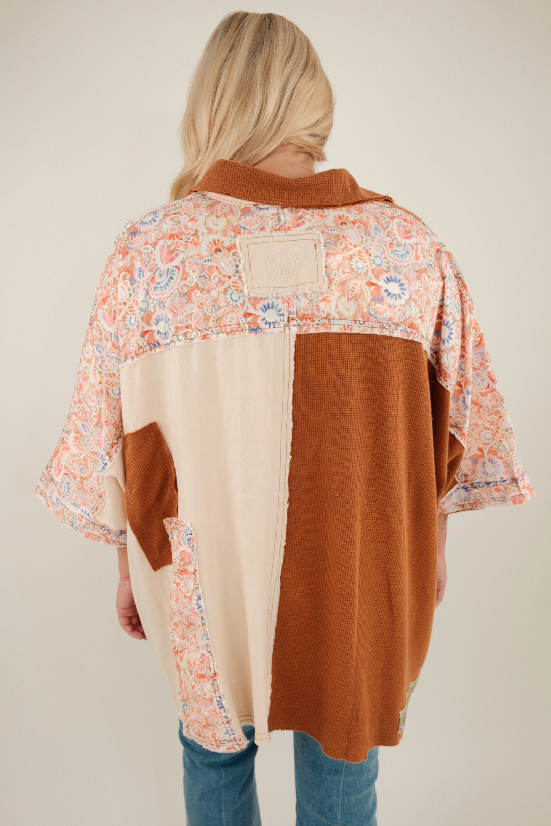Desert Winds Patchwork Blouse - Mocha