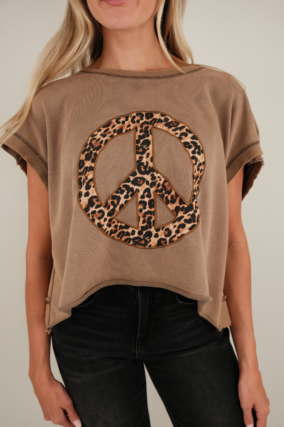 Wild & Free Cheetah Peace Cropped Top