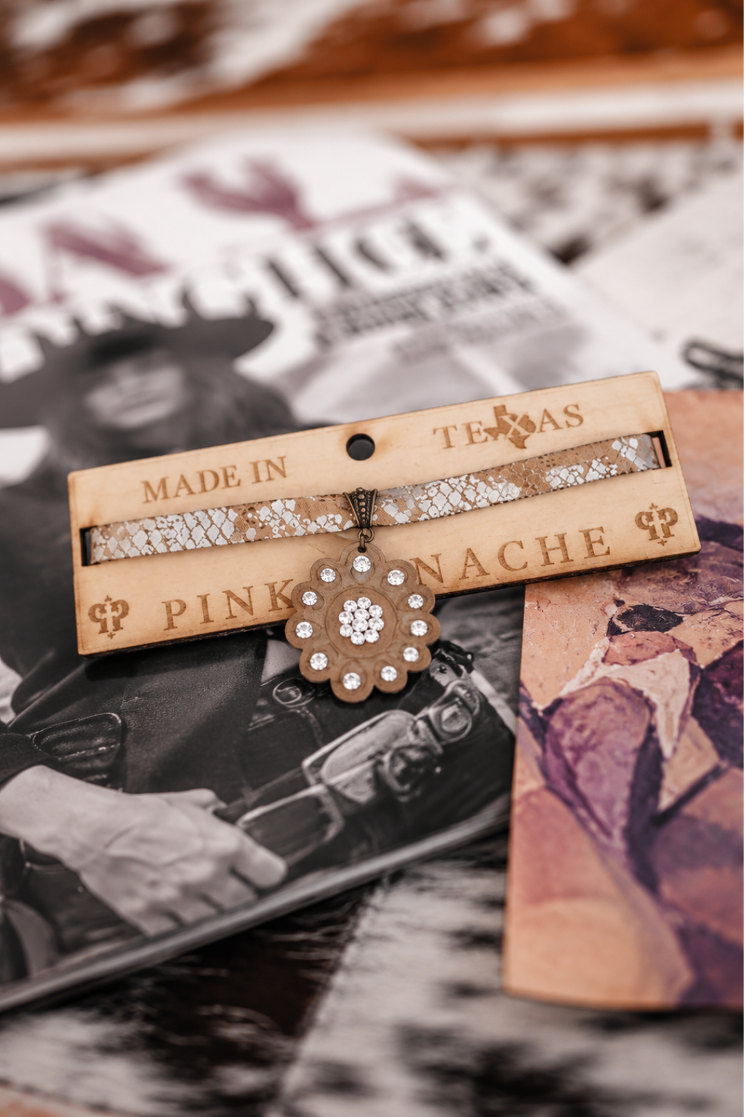 Rhinestone & Timber Choker