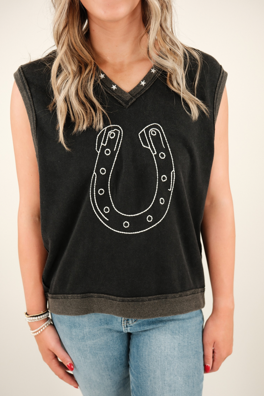 Starluck Sleeveless Pullover Top - Black