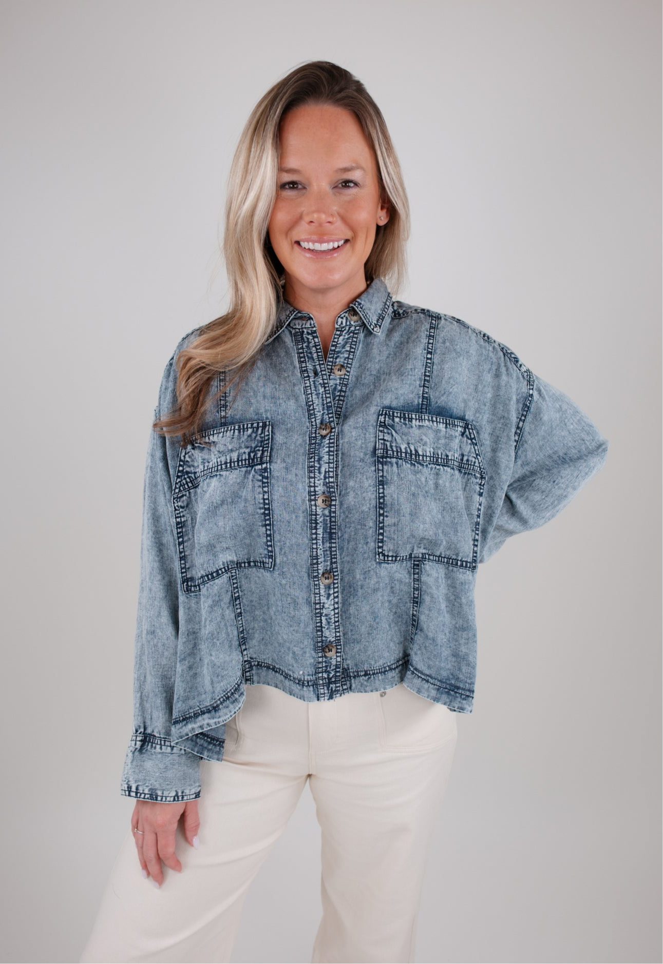 Western Horizons Denim Button Down Shirt