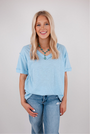 The Essential V-Neck Tee - Light Blue