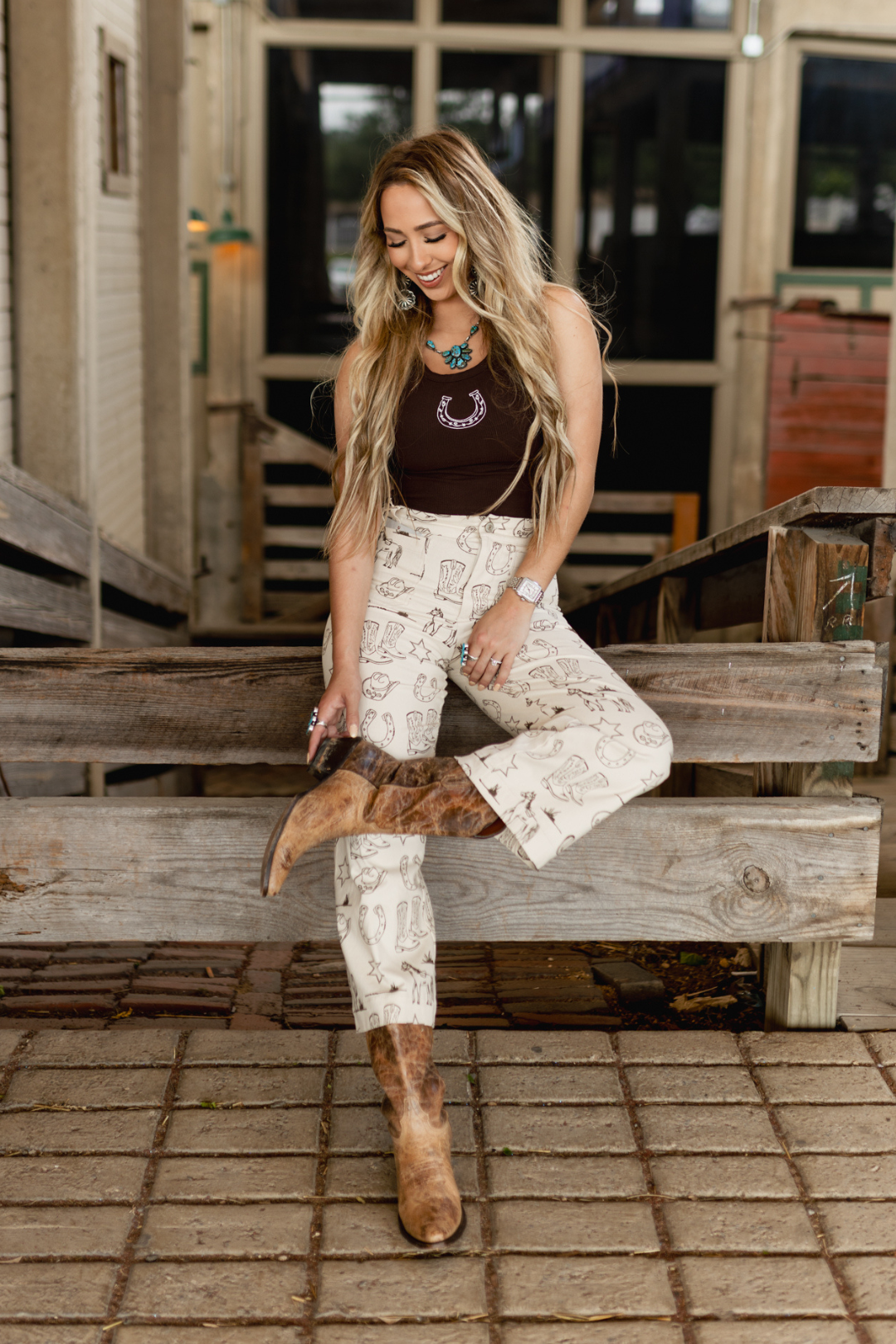 Western Sketch Printed Pants