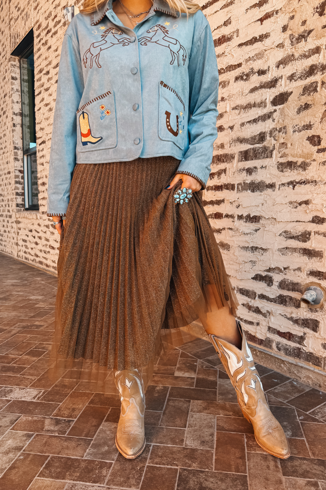 Golden Dust Pleated Skirt