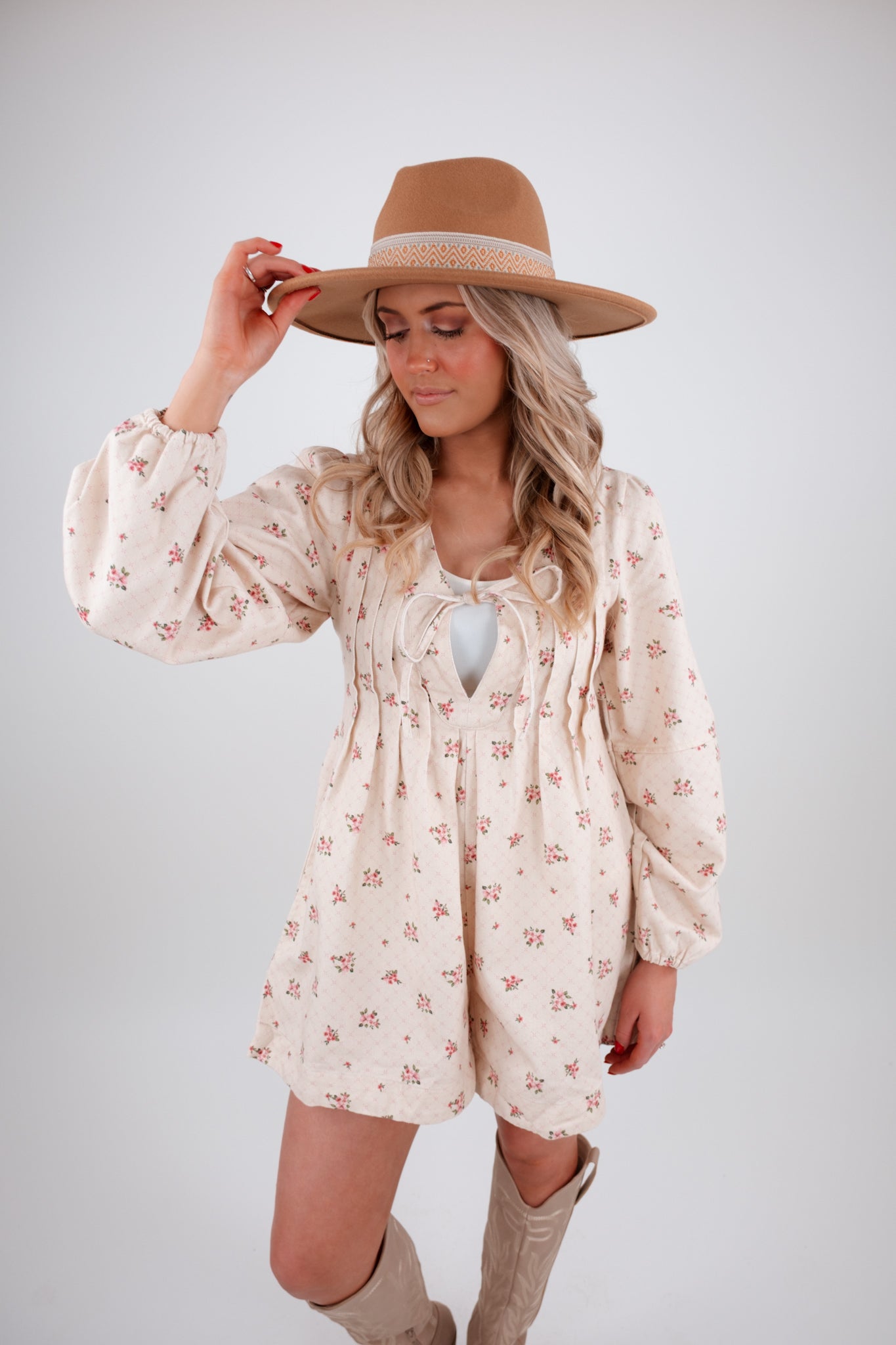 Western Bloom Denim Romper
