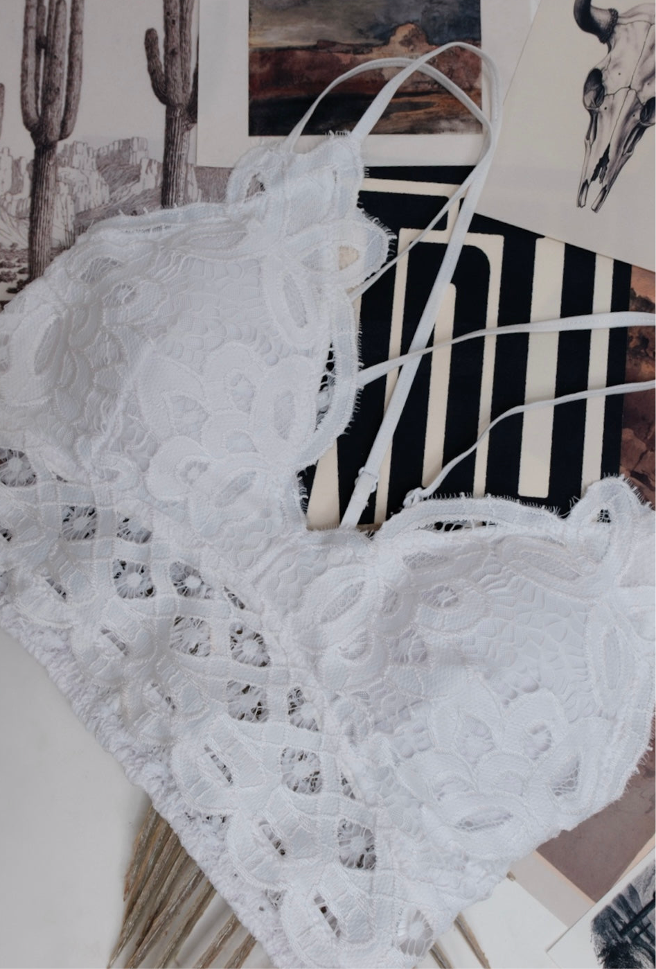 Lace & Lasso Bralette - White