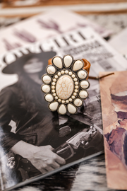 Texas White Concho Leather Cuff