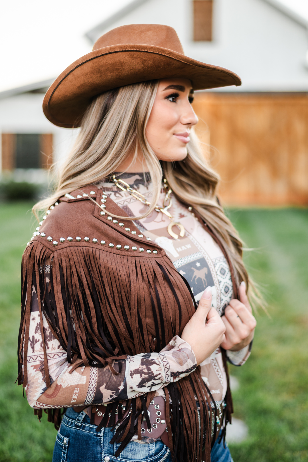 Dusty Trails Studded Fringe Collar