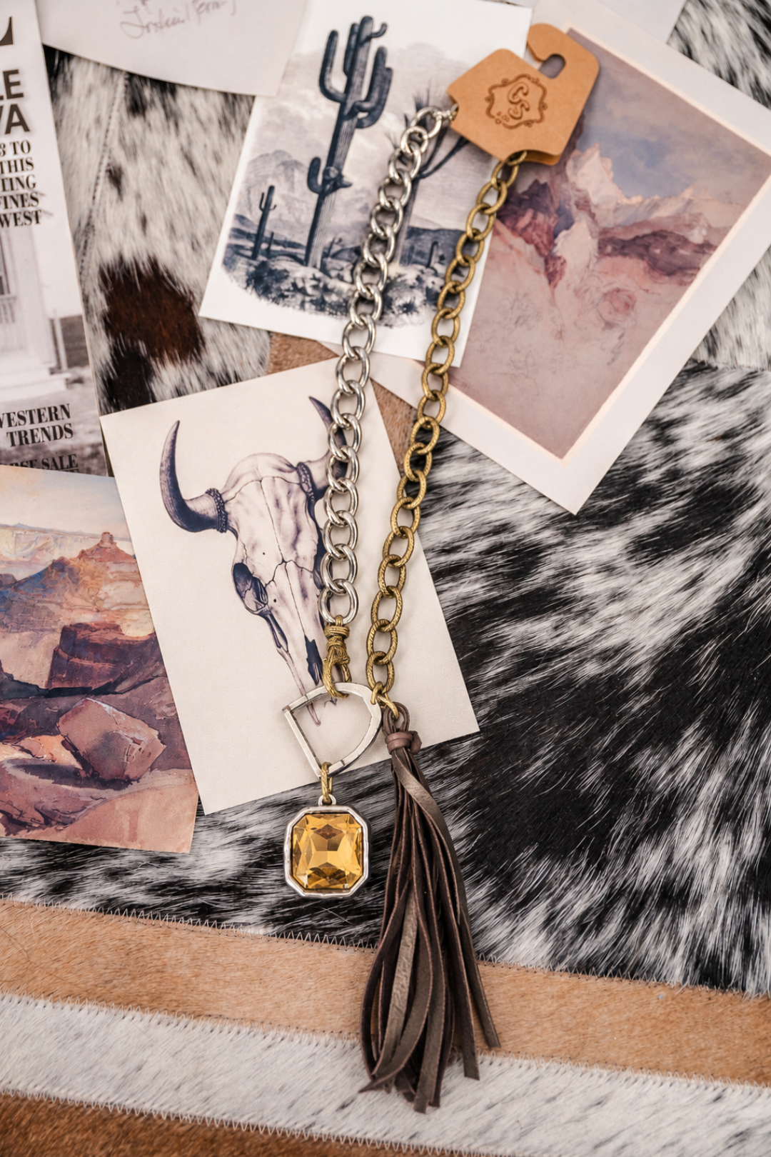 Stirrup & Suede Statement Necklace