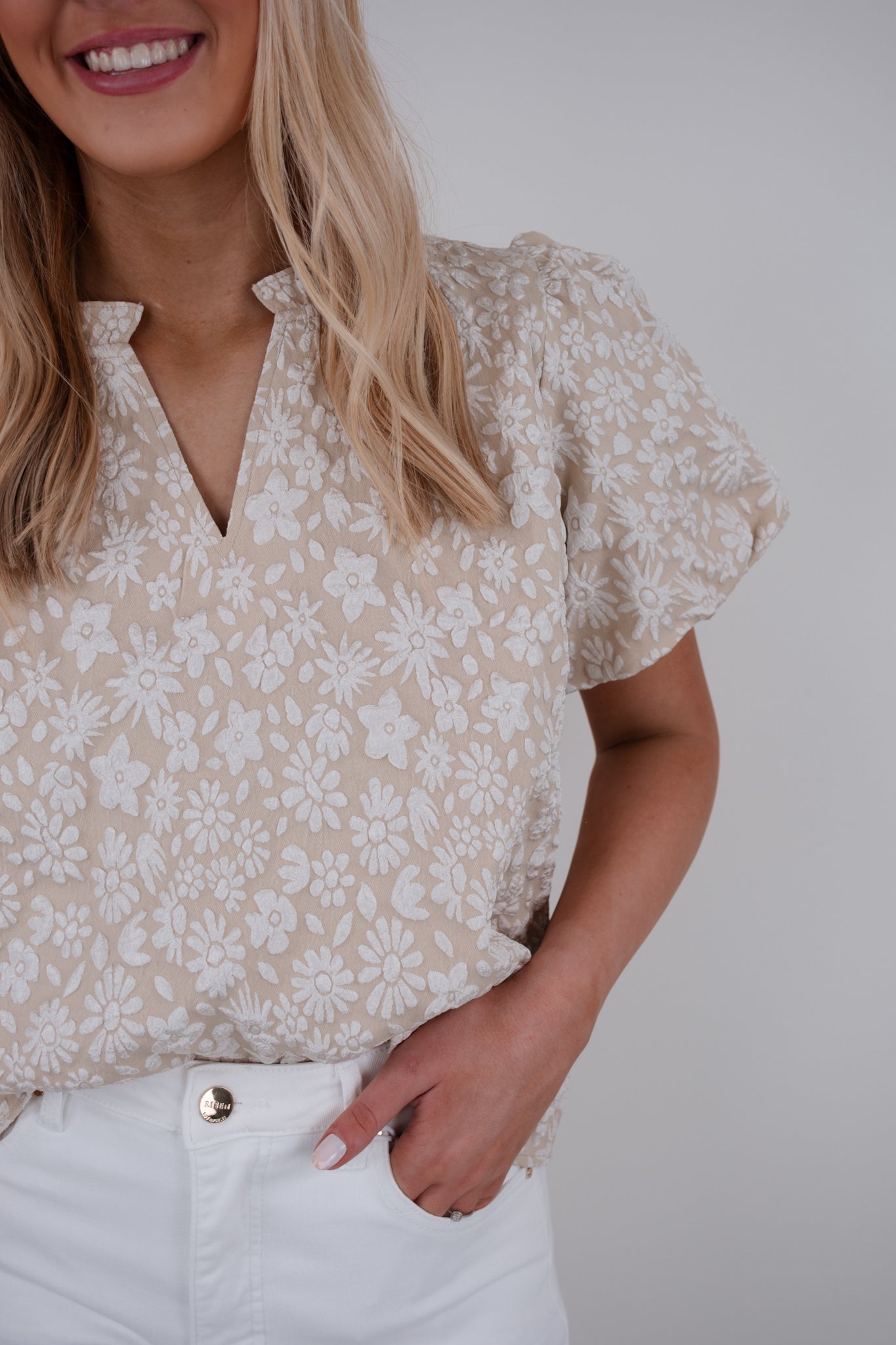 Prairie Bloom Blouse - Beige