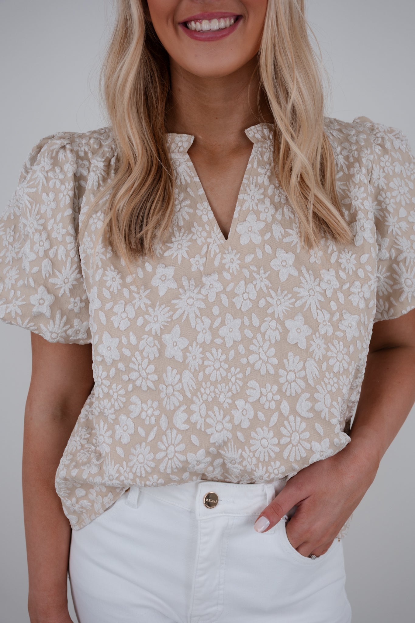 Prairie Bloom Blouse - Beige